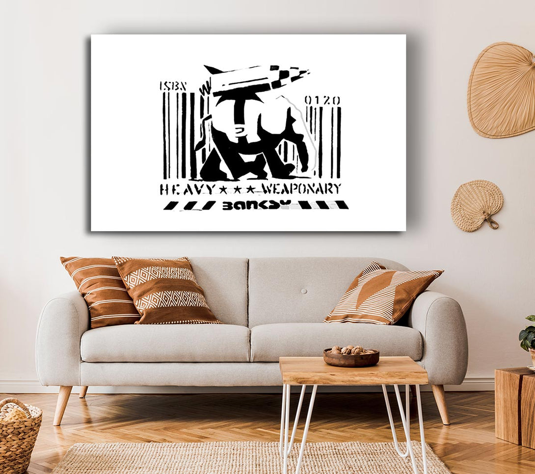  A Canvas Print of Banksy Heavy Weaponary White Canvas Print