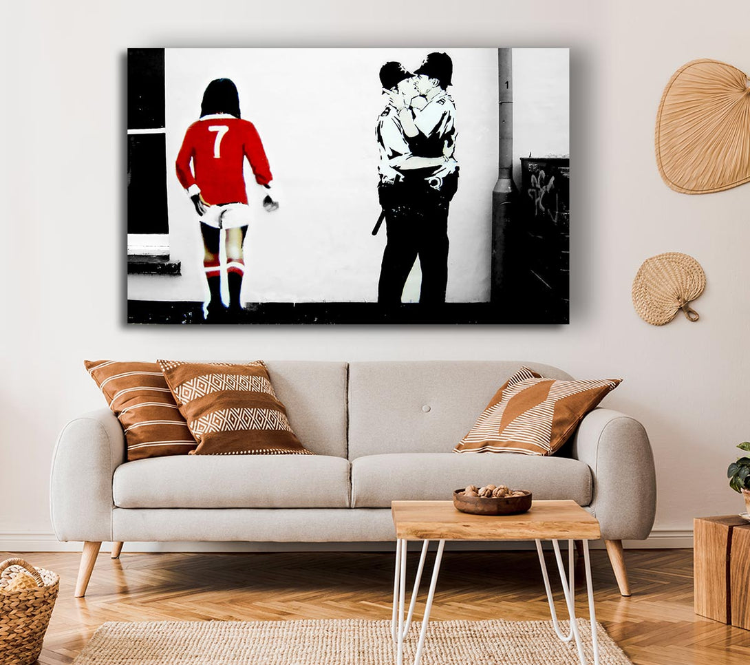  A Canvas Print of Banksy Kissing Coopers Football Canvas Art