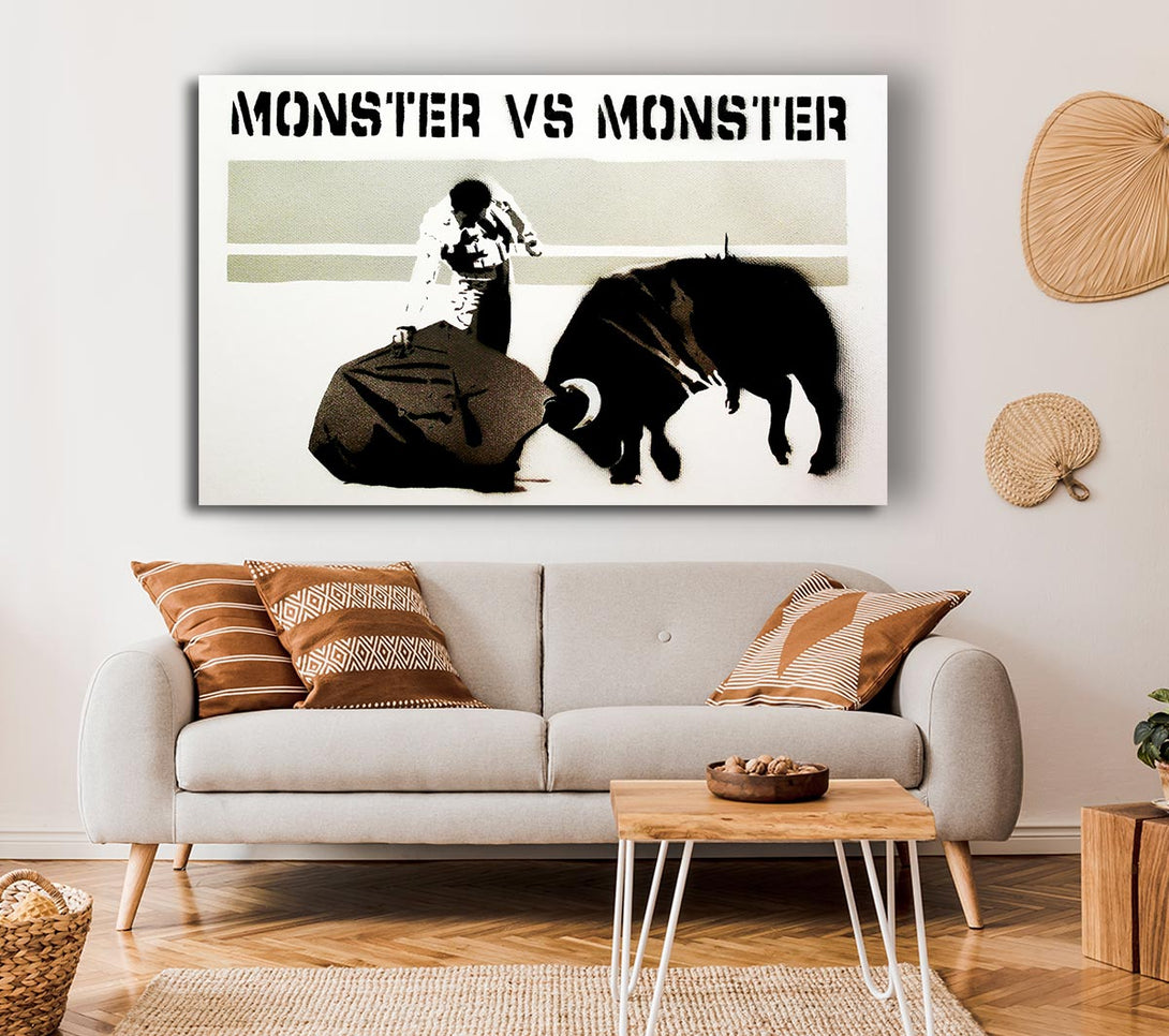  A Canvas Print of Banksy Monster Vs Monster Canvas Wall Art