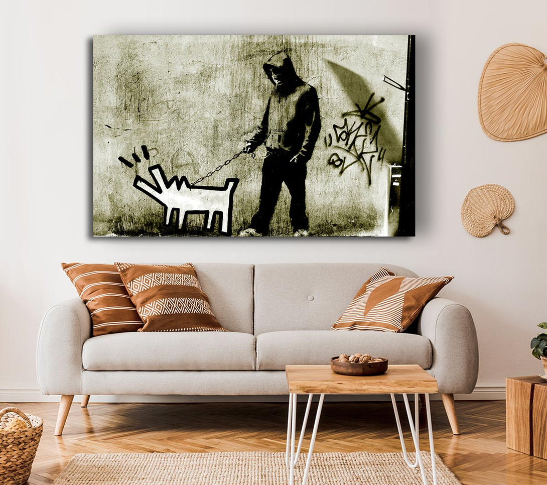  A Canvas Print of Banksy Haring Dog Canvas Wall Art