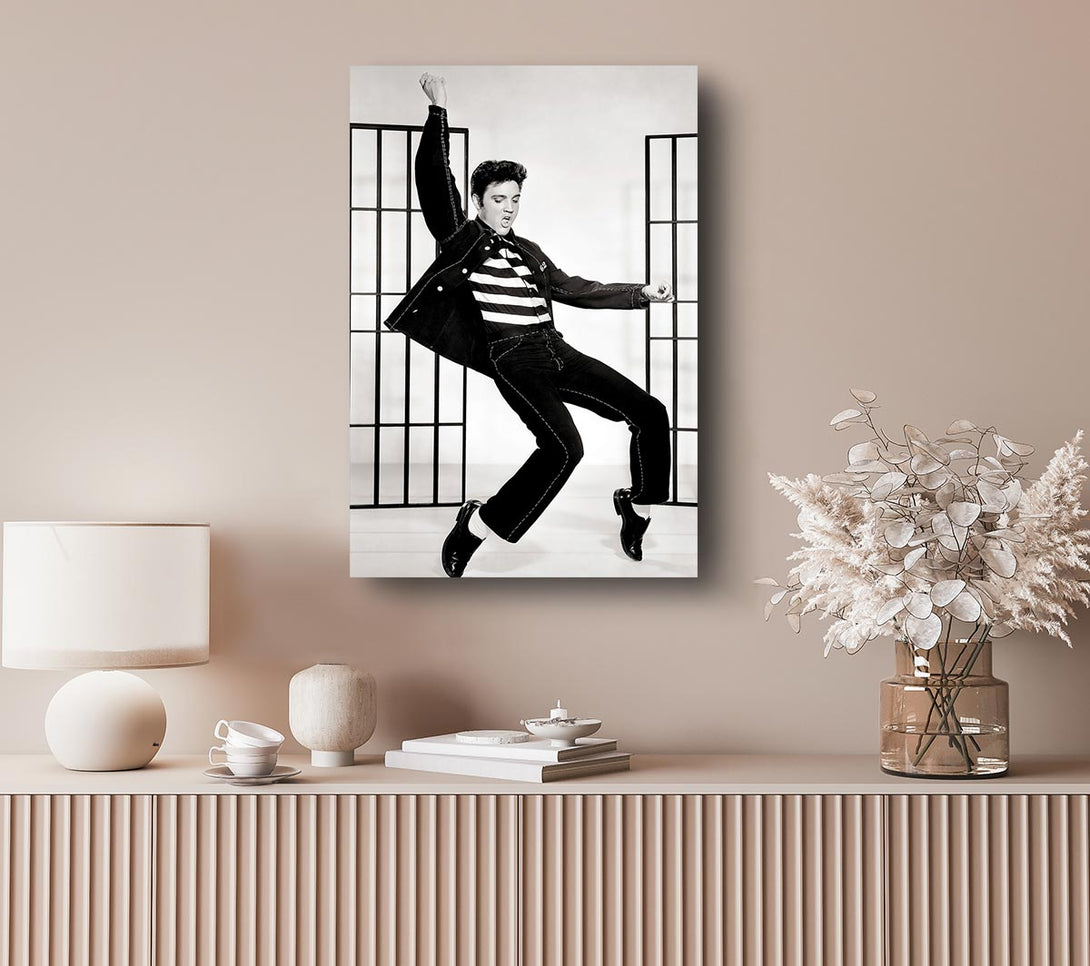  A Canvas Print of Elvis Jail House Rock B n W Canvas Wall Art