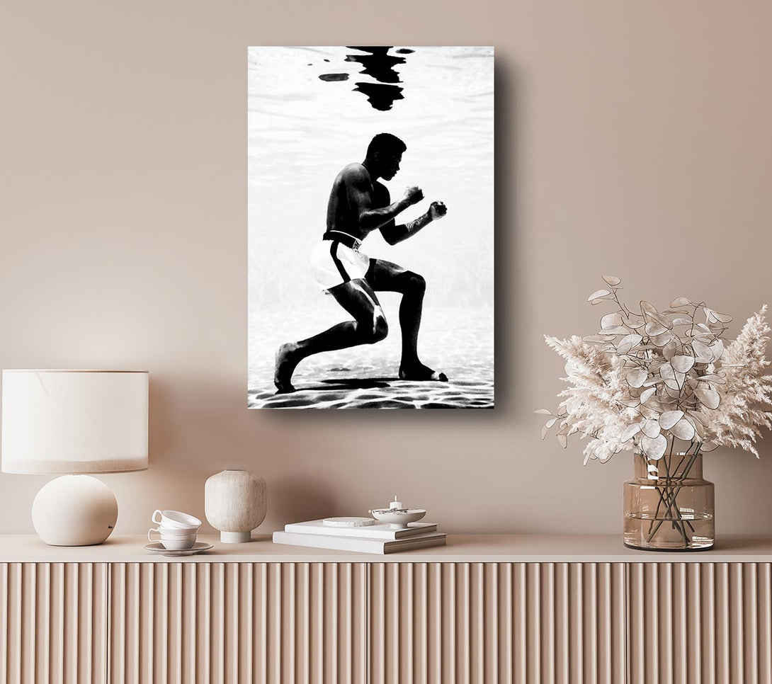  A Canvas Print of Muhammad Ali Boxing Under Water Canvas Wall Art