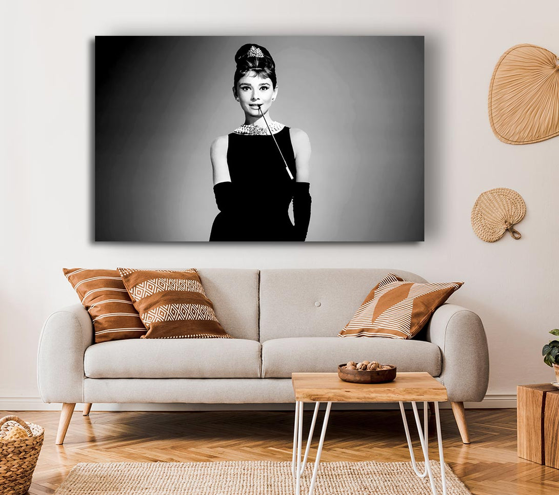  A Canvas Print of Audrey Hepburn Cigarette Breakfast At Tiffanys Canvas Wall Art