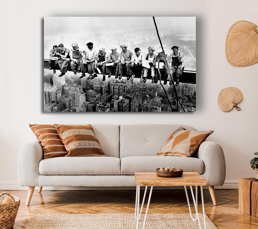  A Canvas Print of Lunch A Top Of A Skyscraper Canvas Art