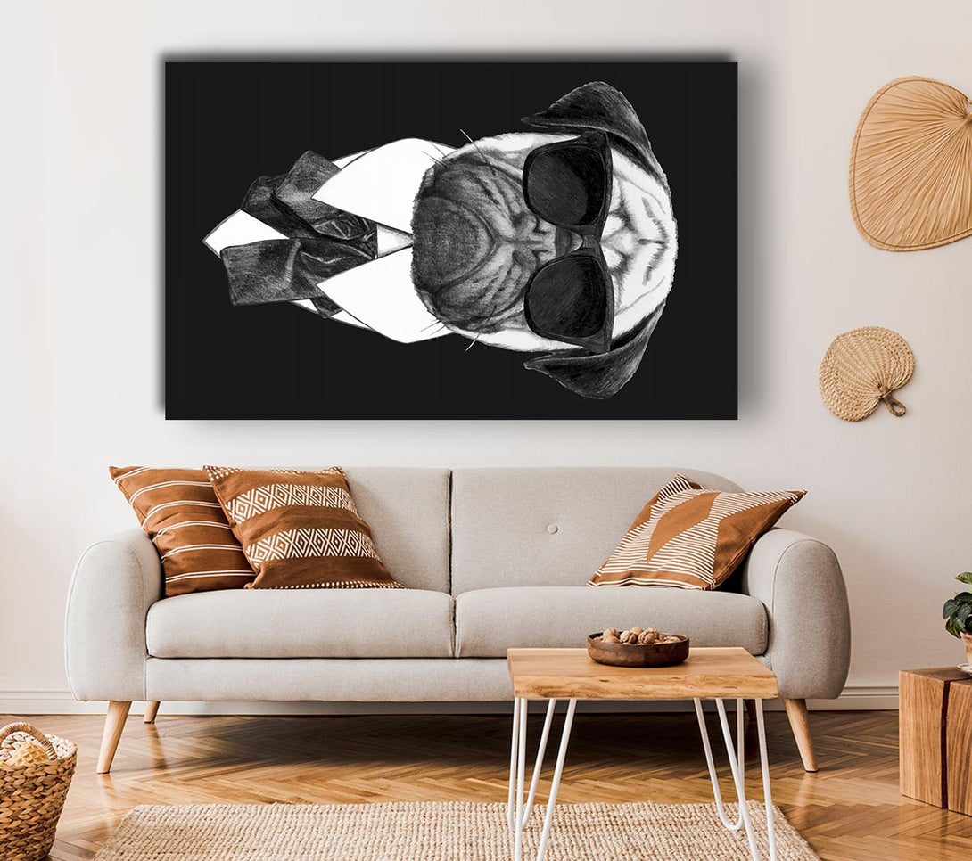  A Canvas Print of Mafia Pug Dog Canvas Wall Art