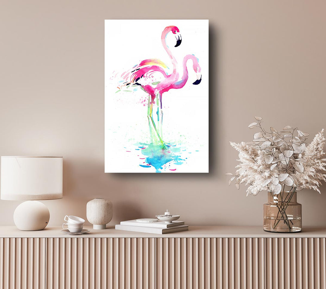  A Canvas Print of Flamingo Watercolour Canvas Wall Art