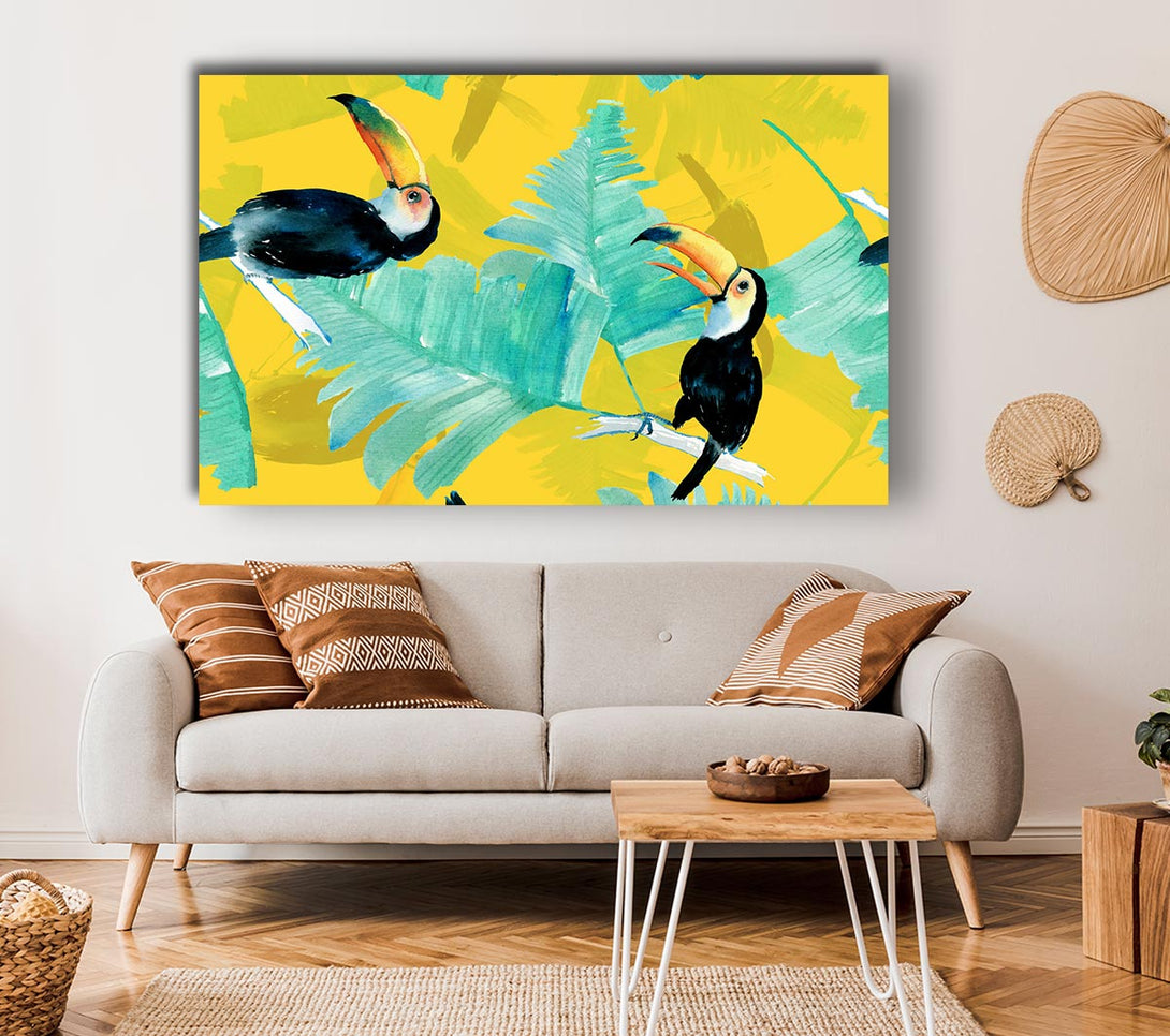  A Canvas Print of Toucan Palm Leaves Canvas Wall Art