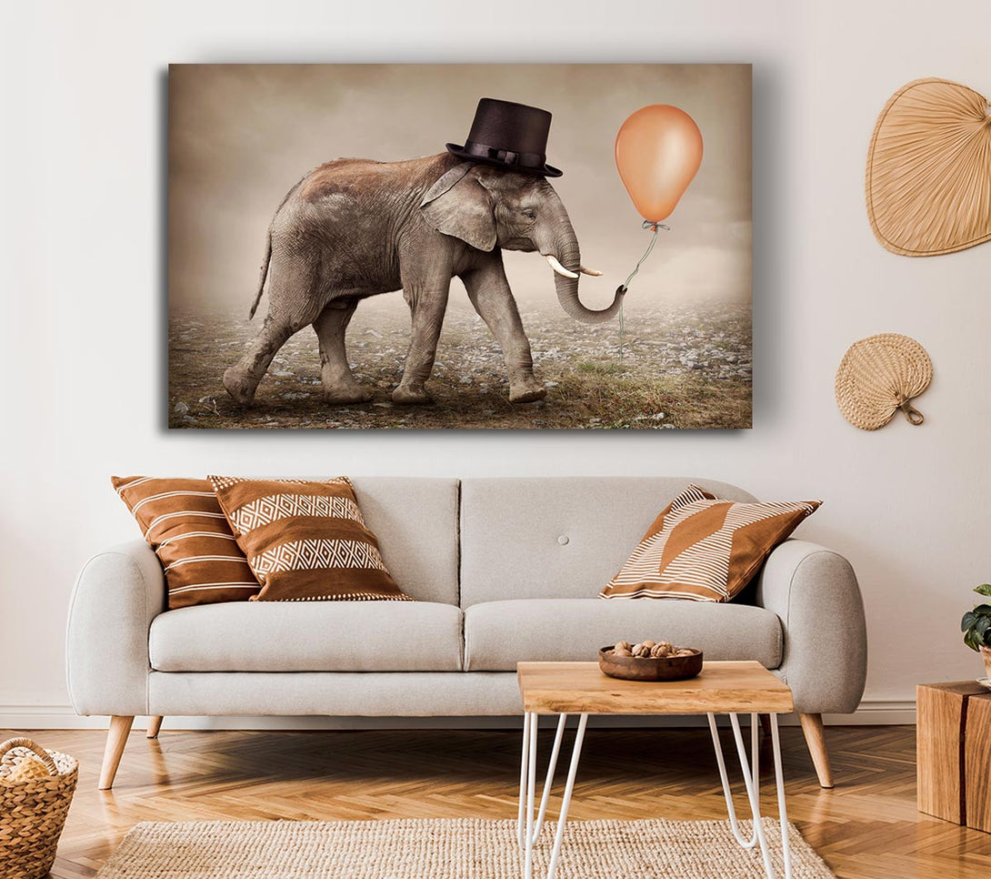  A Canvas Print of Top Hat Elephant Canvas Print