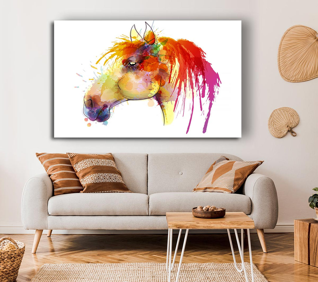  A Canvas Print of Beautiful Rainbow Horse Canvas Art