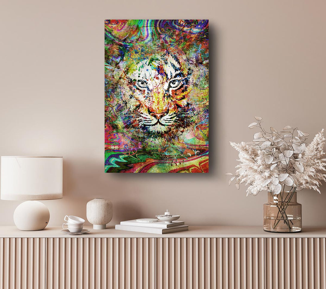  A Canvas Print of Rainbow Splash Tiger Canvas Art
