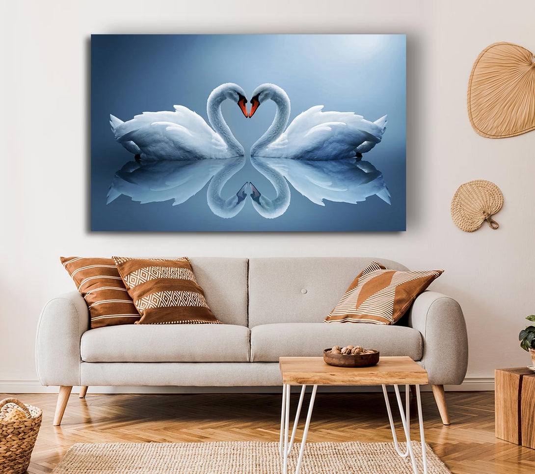  A Canvas Print of Heart shaped Swans Canvas Art