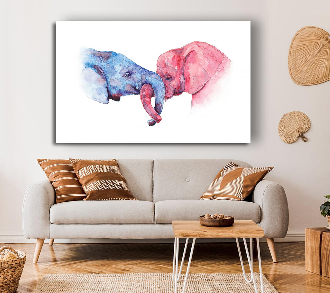  A Canvas Print of Elephant Trunk love Canvas Art