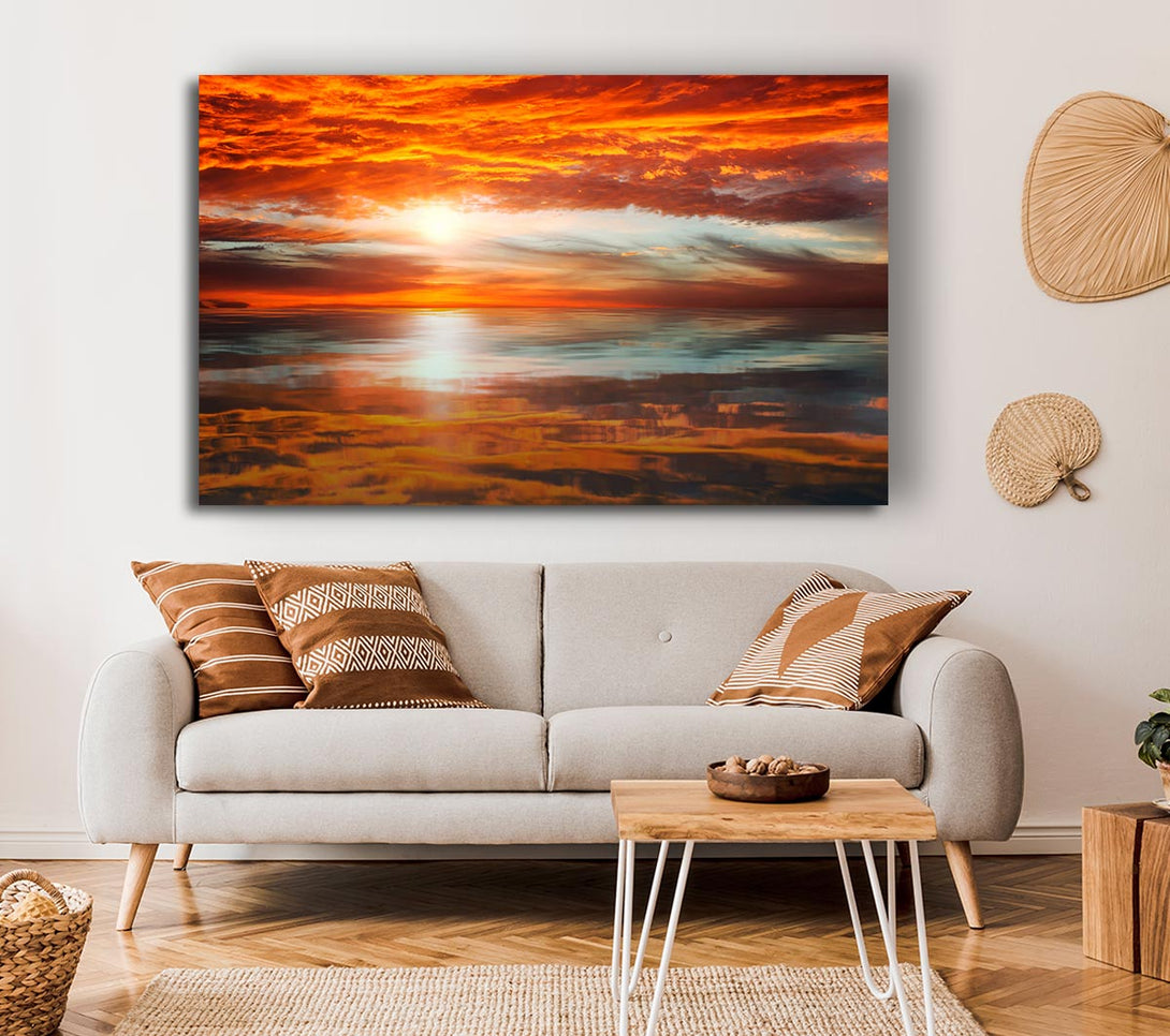  A Canvas Print of Reflections Of A Sunset Sky Canvas Art