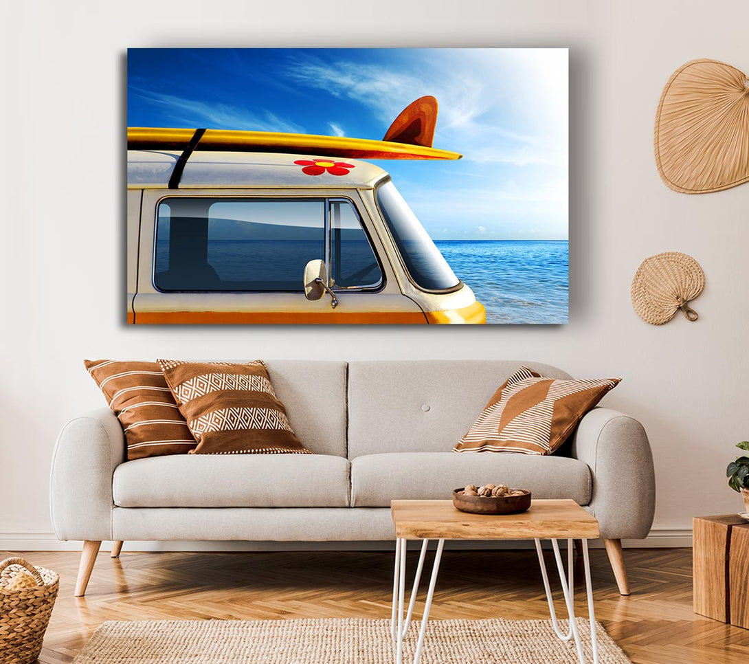  A Canvas Print of Camper Van Ready For The Waves Canvas Wall Art