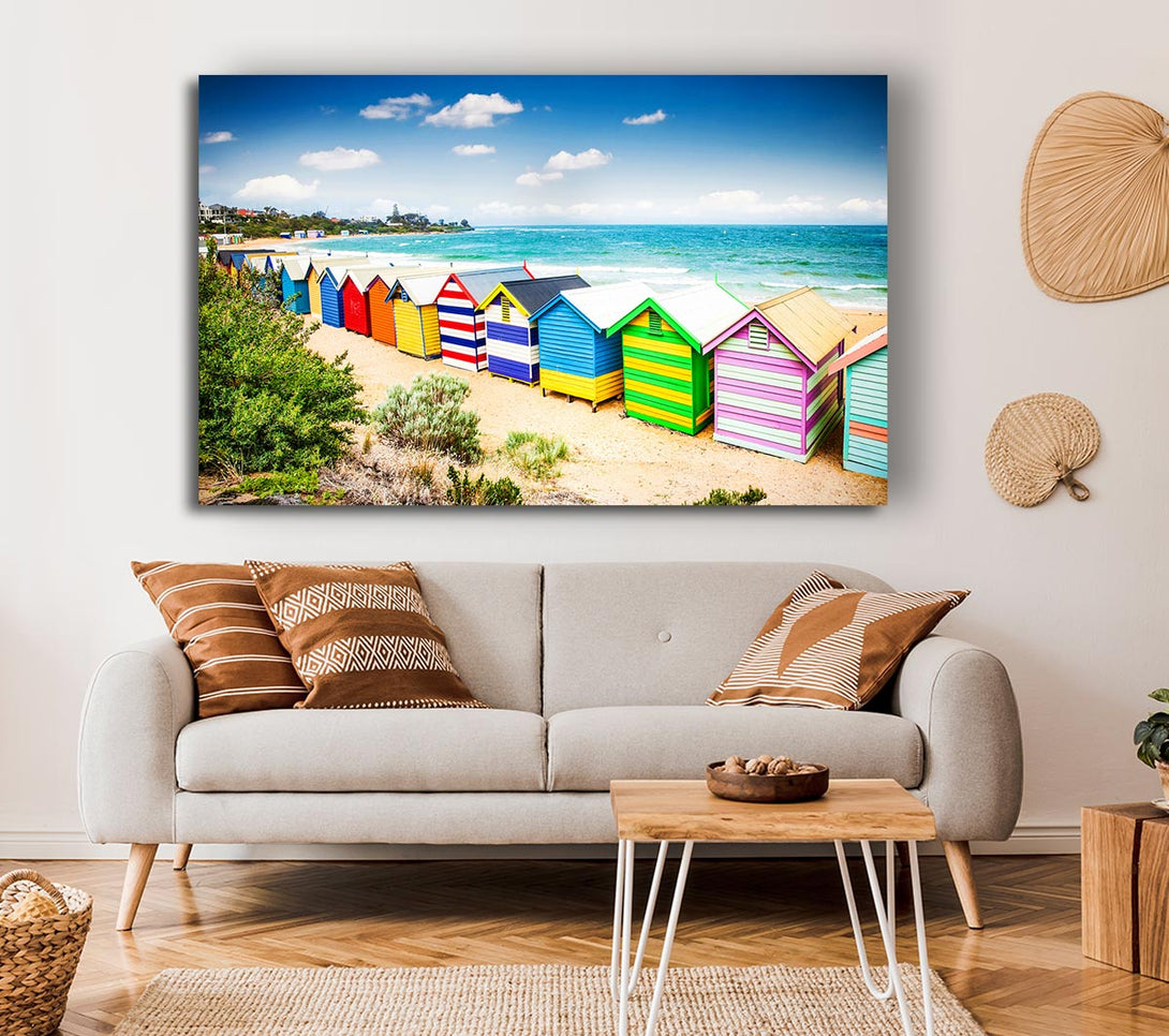  A Canvas Print of Beach Hut Delight Canvas Wall Art