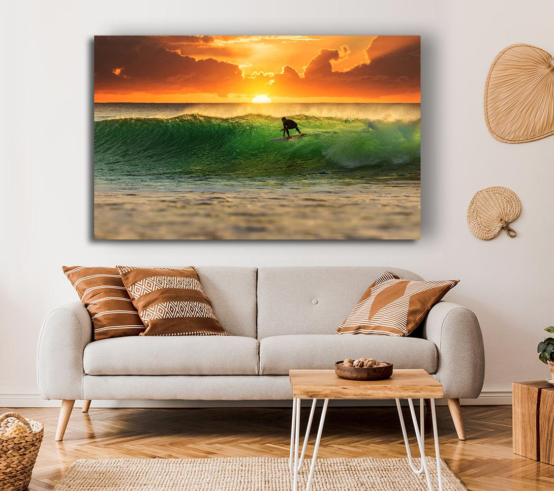  A Canvas Print of Surfer Sunset Canvas Wall Art
