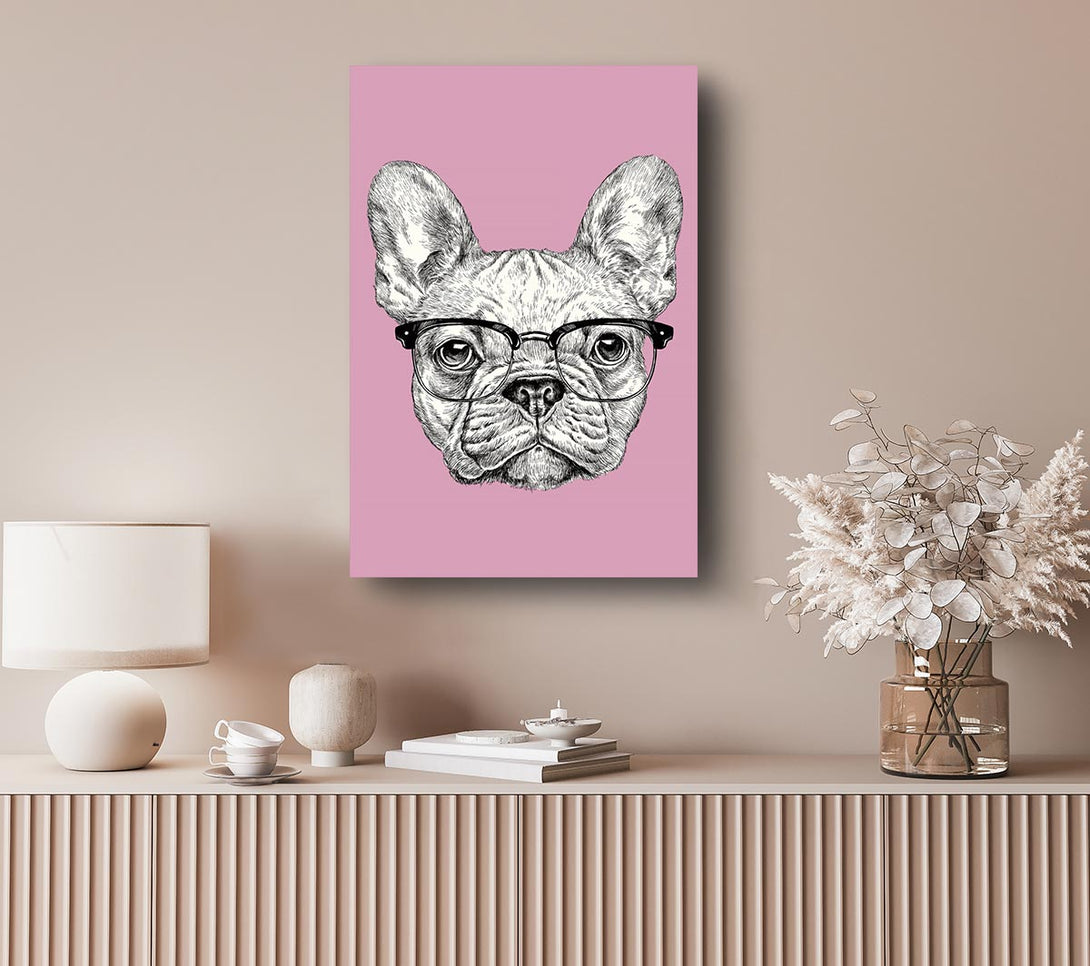  A Canvas Print of French Bulldog In Glasses Canvas Wall Art