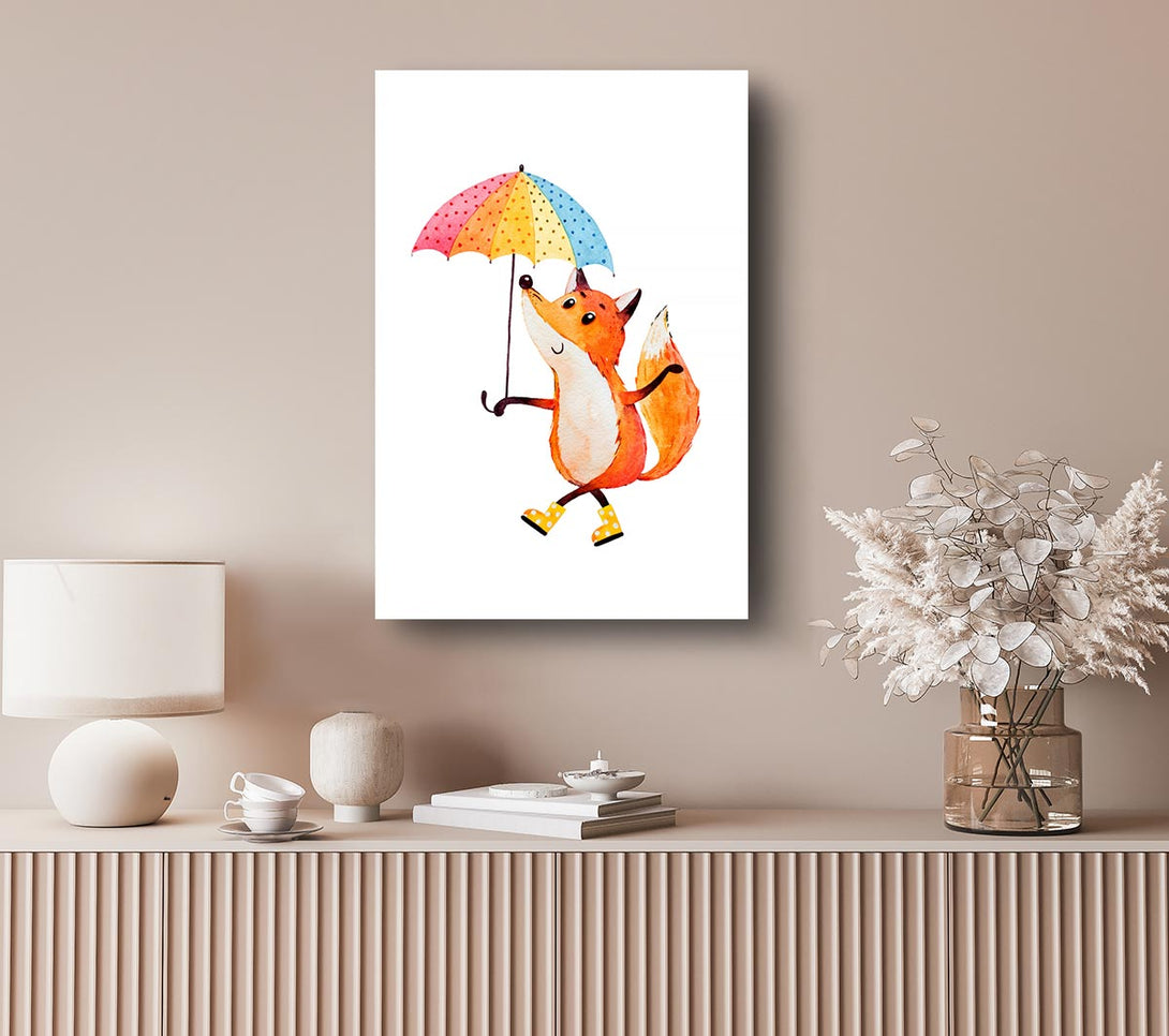  A Canvas Print of Foxy In The Rain Canvas Art