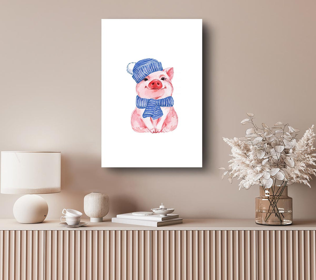  A Canvas Print of Winter Piggy Love Canvas Wall Art