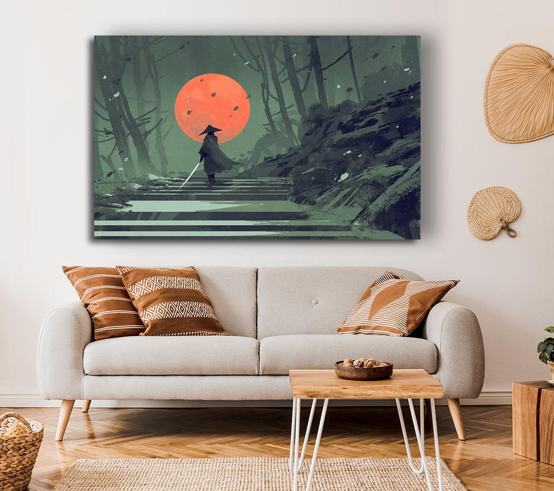  A Canvas Print of Samurai Warrior Sun Canvas Wall Art