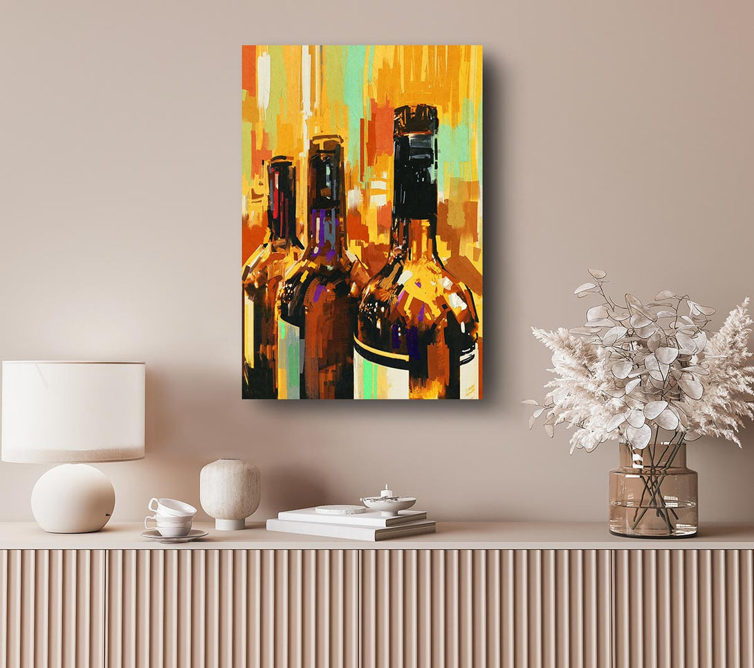  A Canvas Print of Retro Wine Bottles Canvas Art