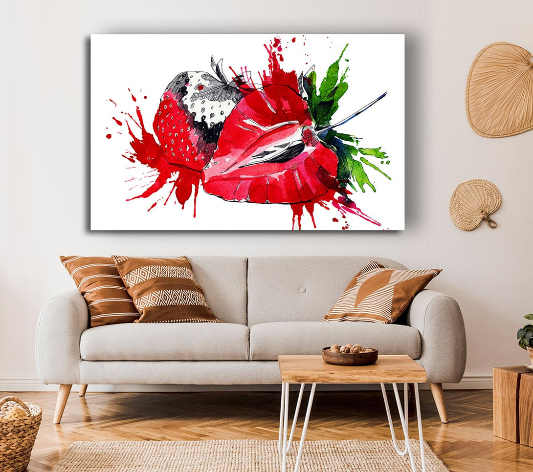  A Canvas Print of Strawberry Splash Canvas Art