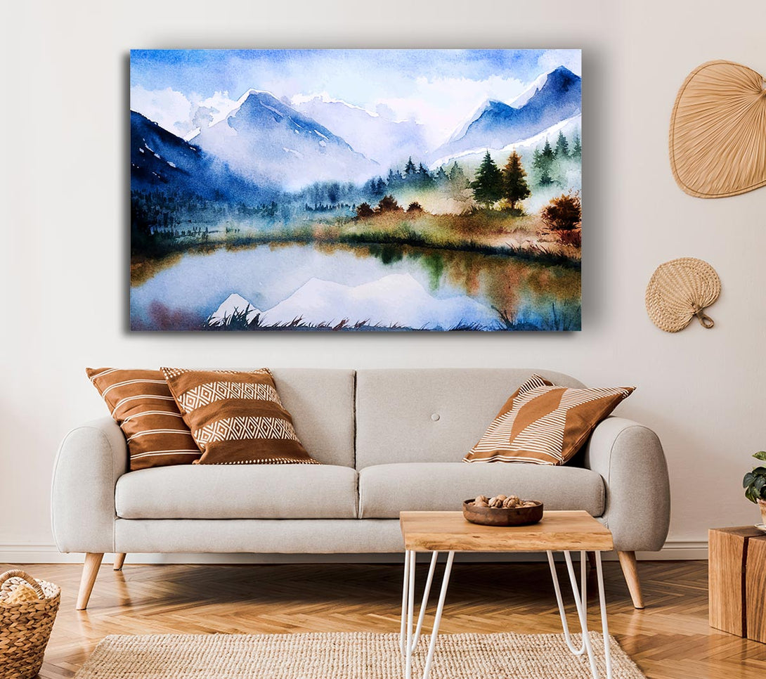  A Canvas Print of Mountain Winter Lake Canvas Art