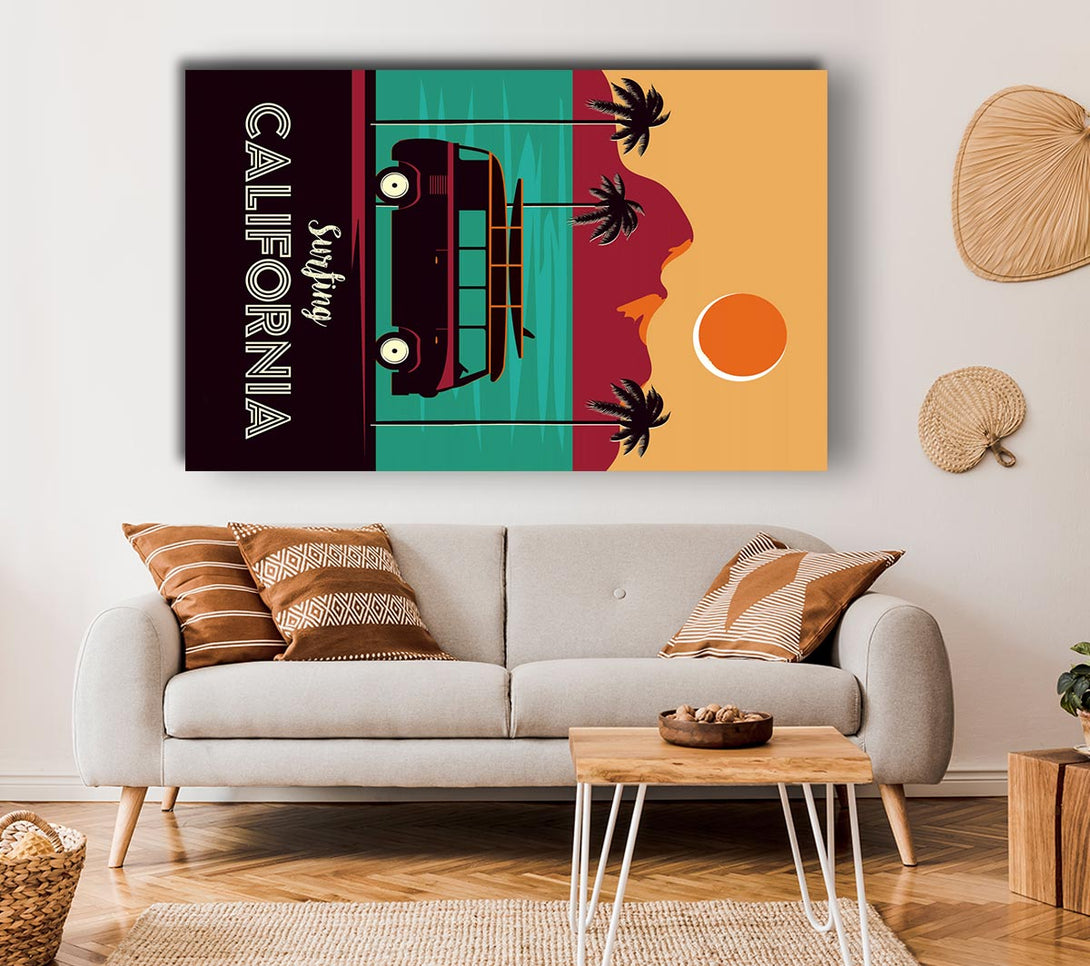  A Canvas Print of California Surfing Canvas Art