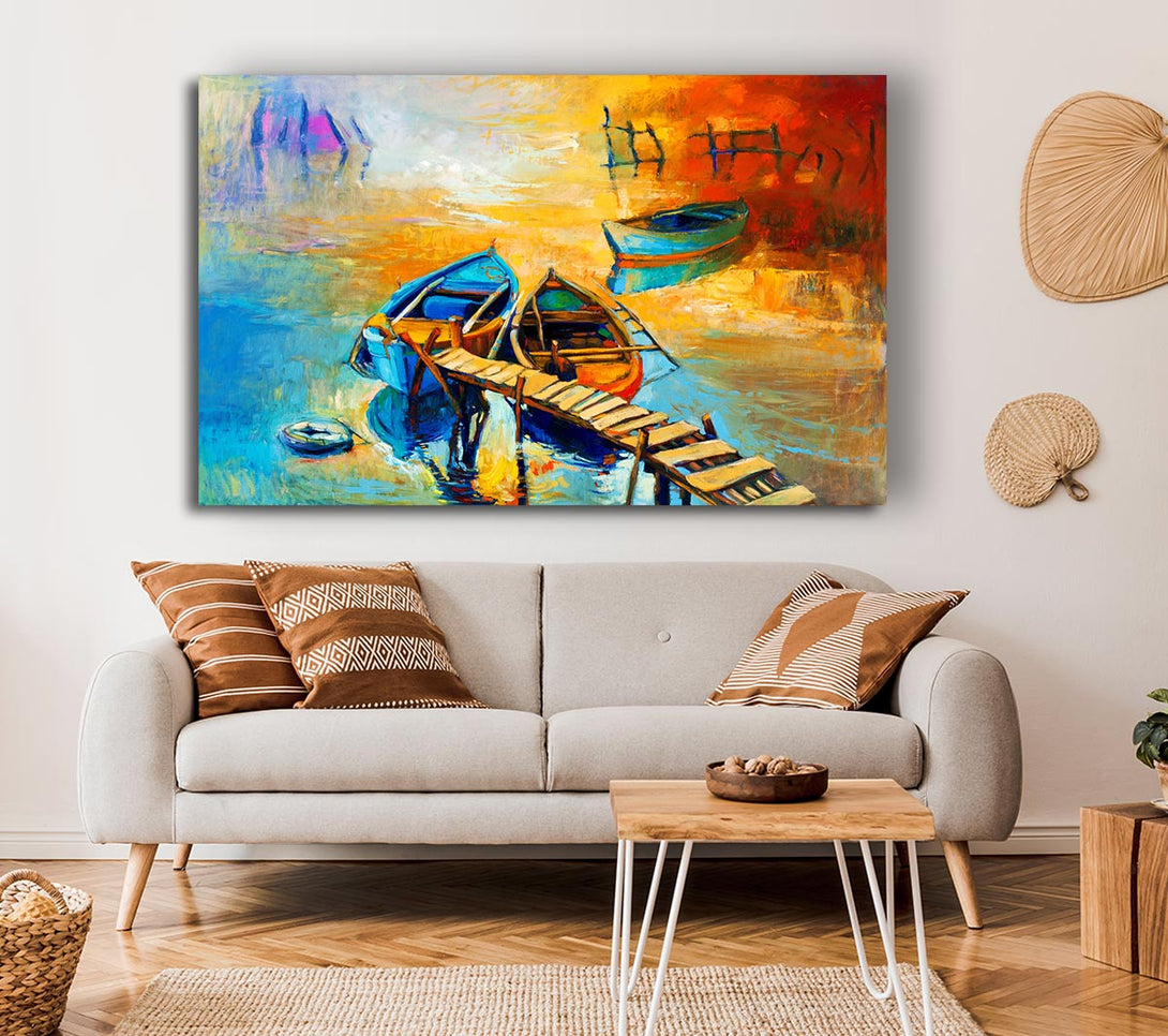  A Canvas Print of Golden Sail Boat Waters Canvas Art