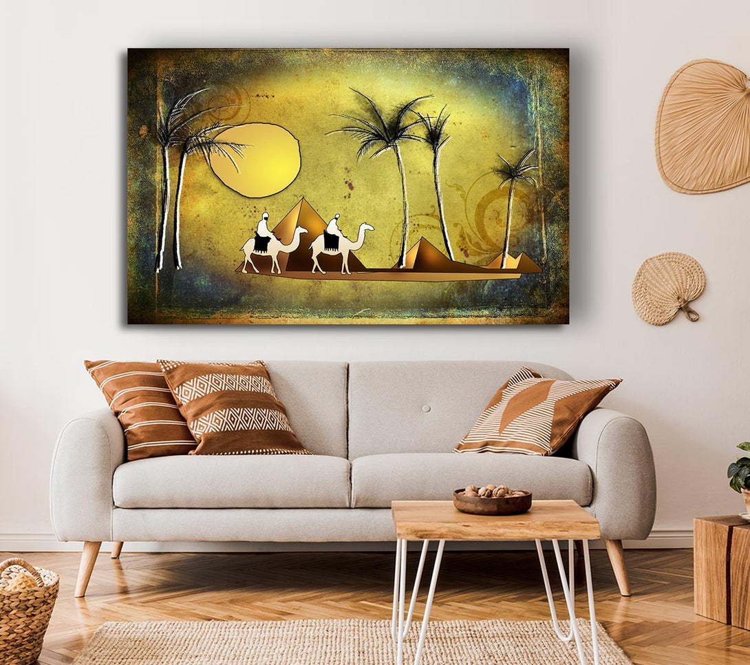  A Canvas Print of Camel Ride Through The Egyptian Desert Canvas Print