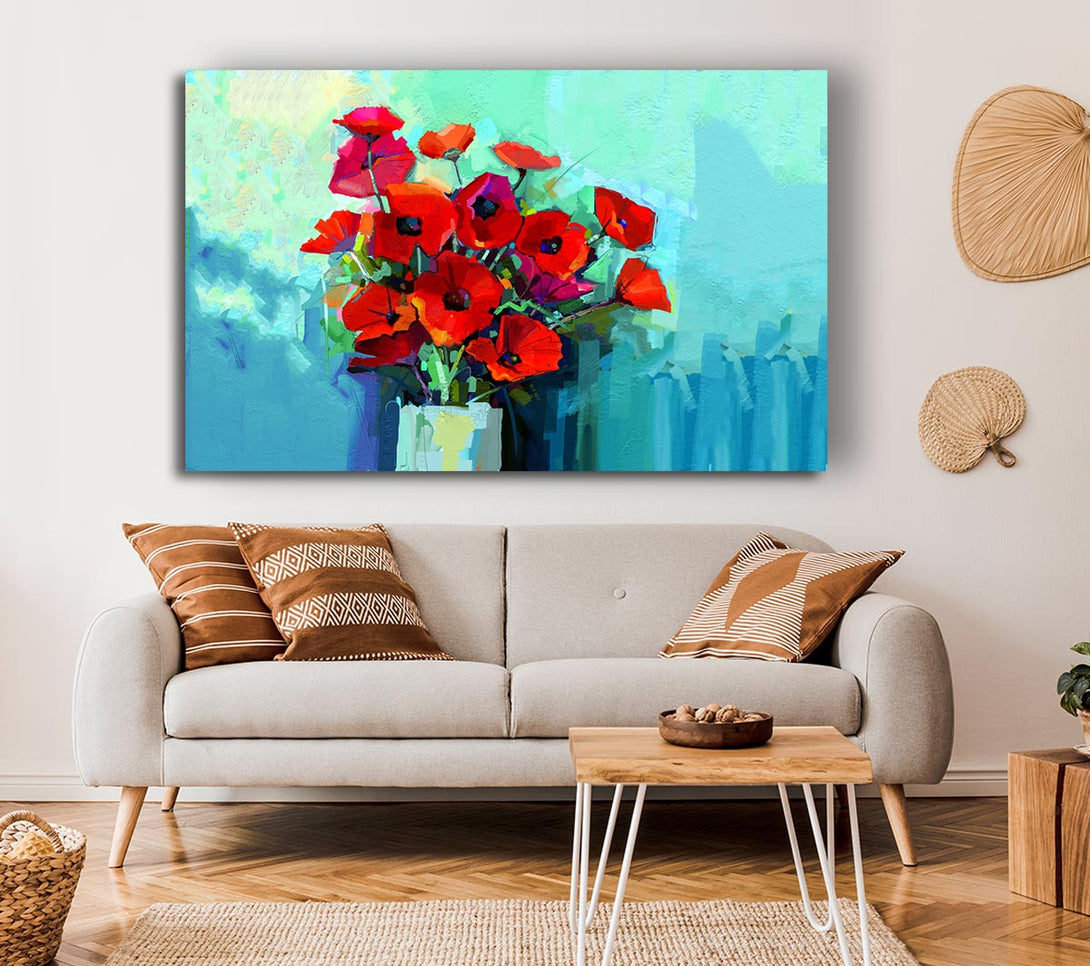  A Canvas Print of Poppy Vase Beauty Canvas Wall Art