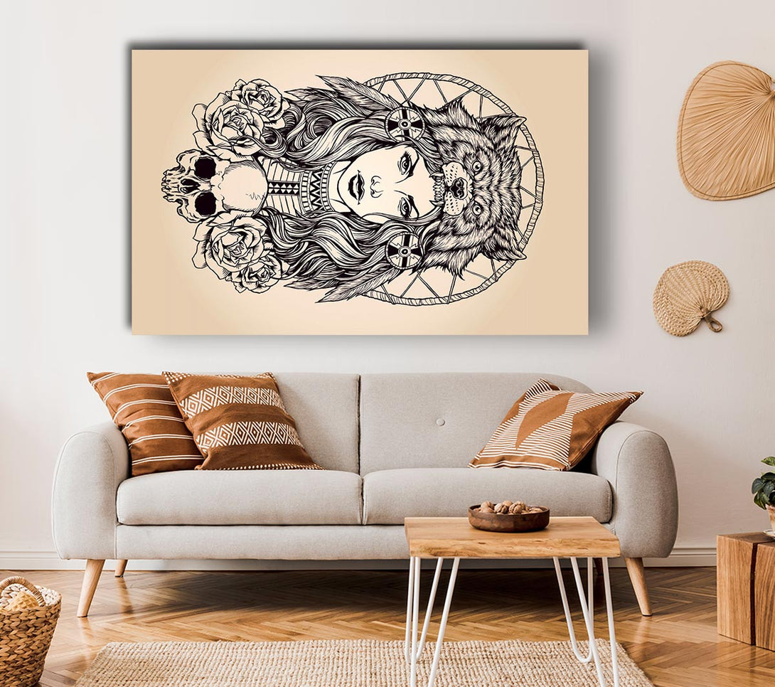  A Canvas Print of Indian Bear Woman Canvas Wall Art