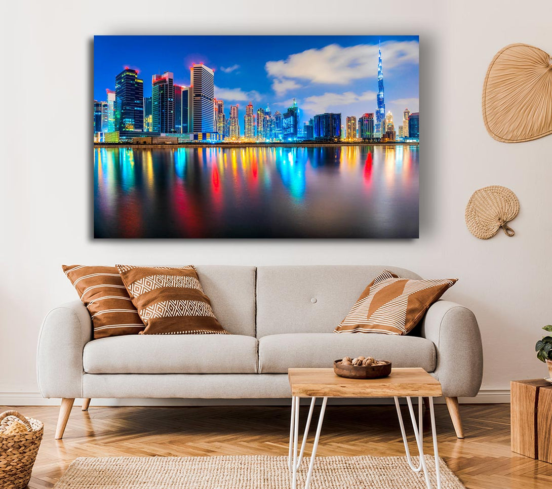  A Canvas Print of Colourful City At Night Canvas Art