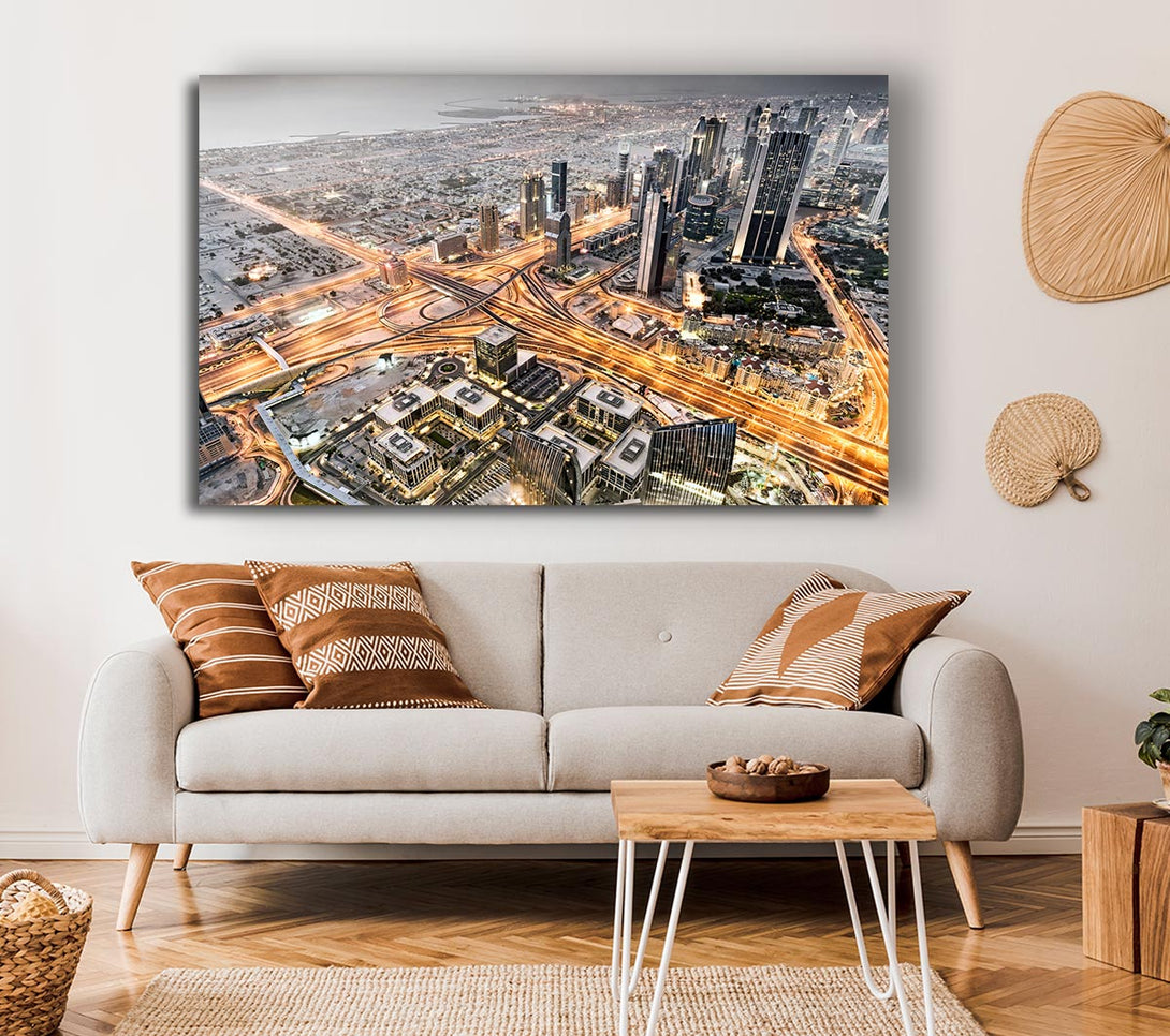  A Canvas Print of Golden City Roads Canvas Print