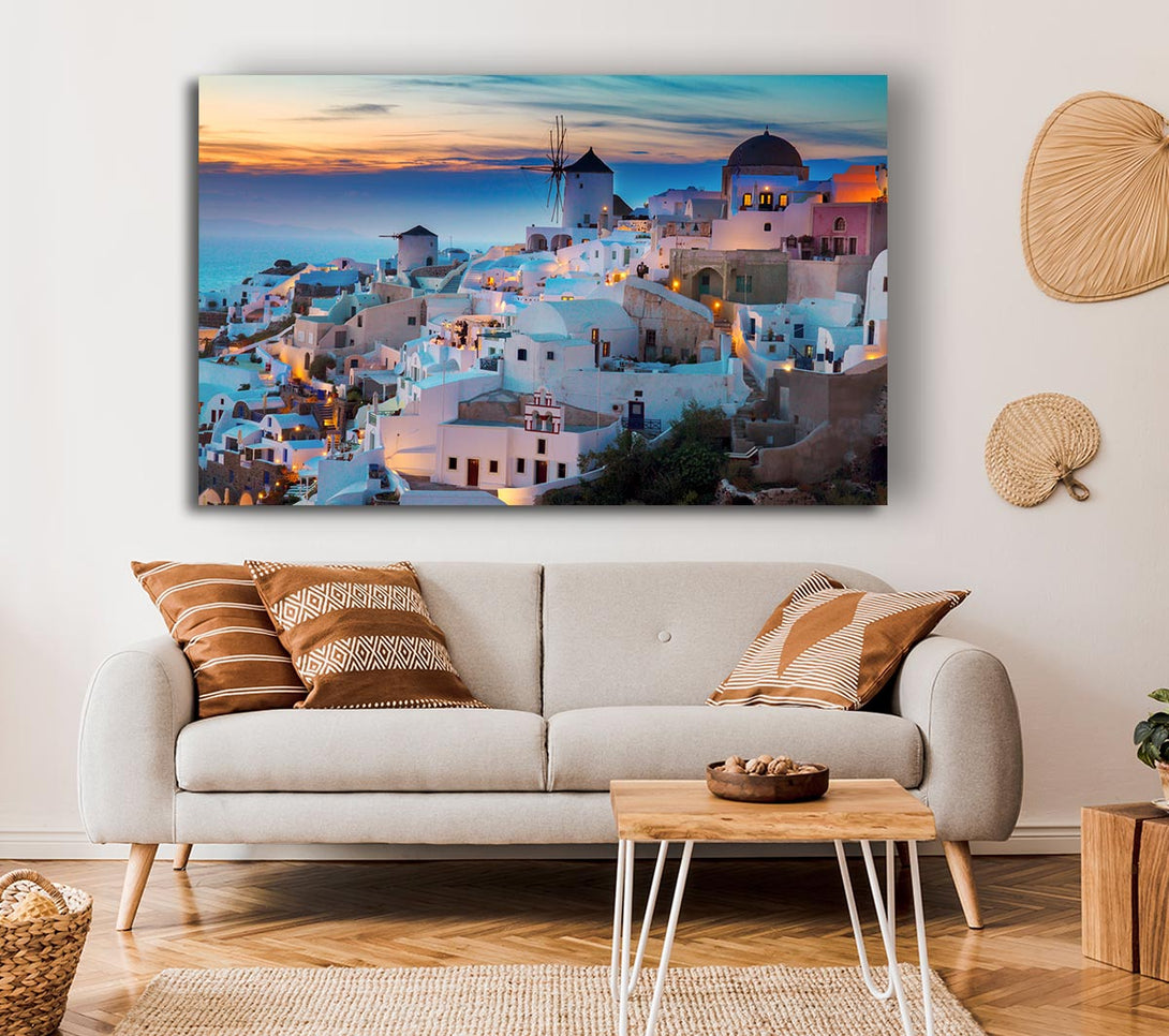  A Canvas Print of Santorini At Sunset Canvas Print