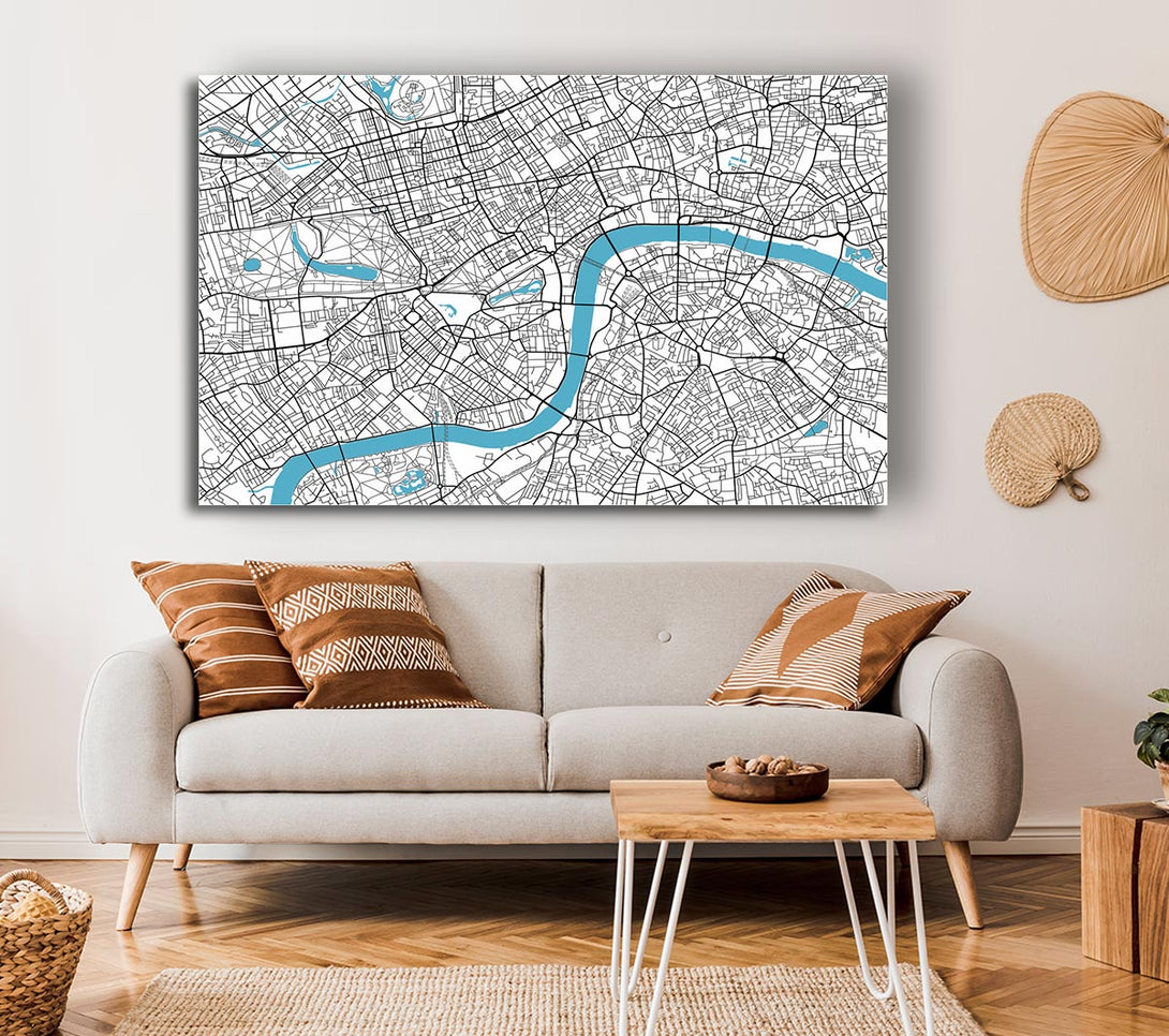  A Canvas Print of The Map Of London Thames 1 Canvas Print
