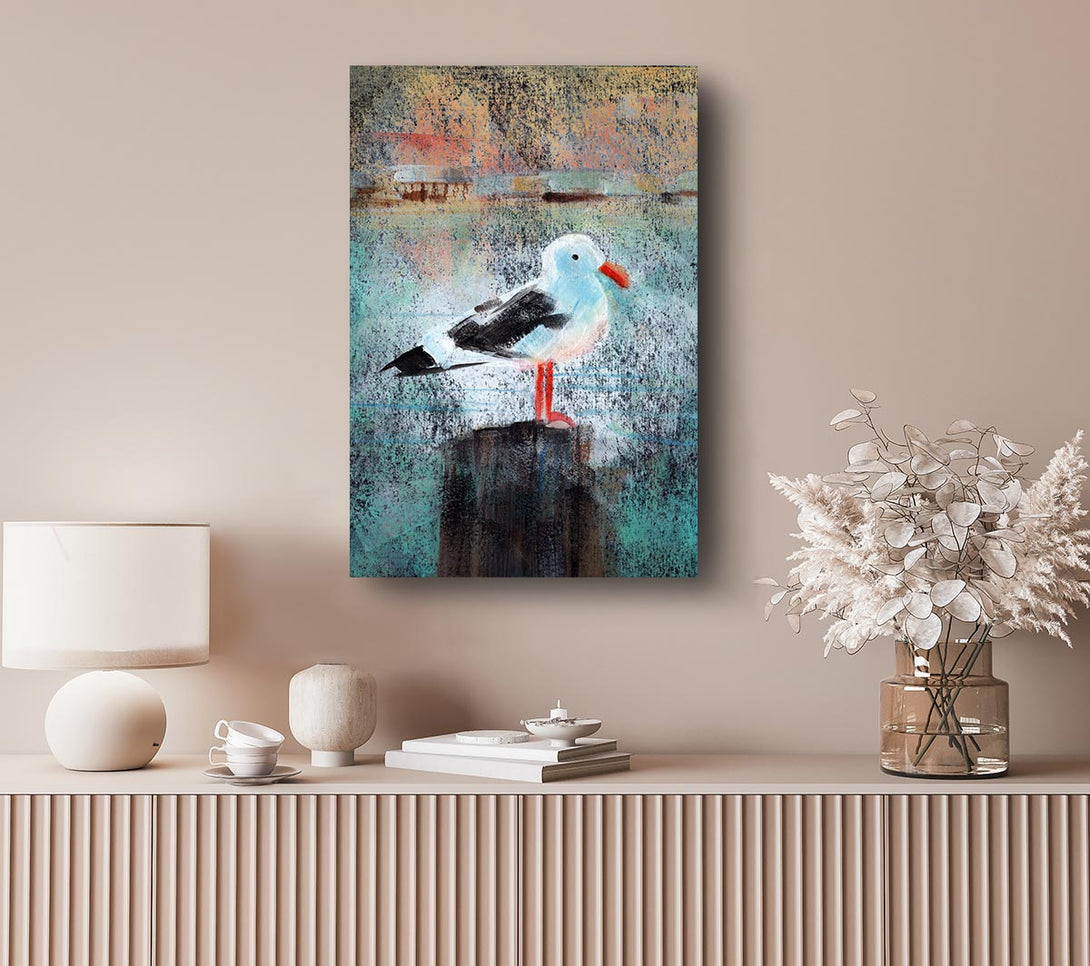  A Canvas Print of Seagull Perch Canvas Wall Art