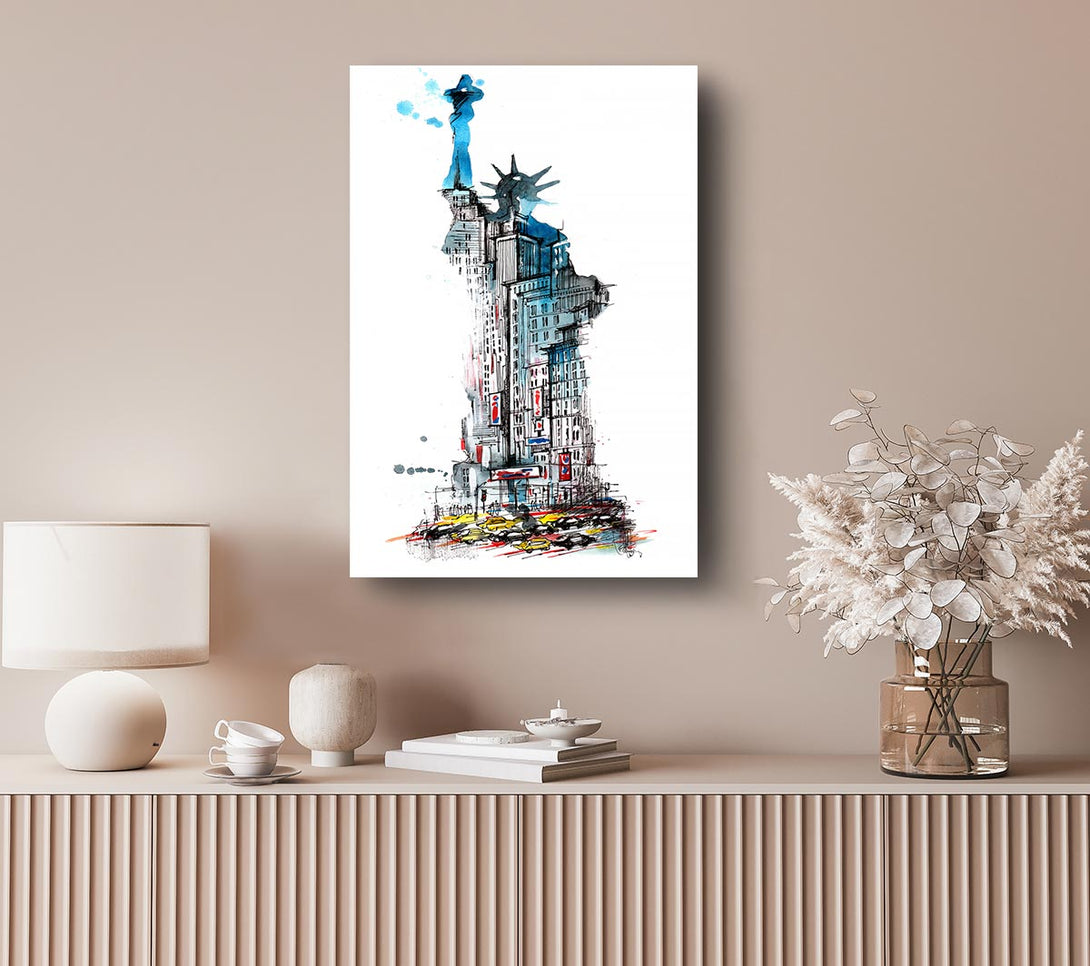  A Canvas Print of The Big Apple In The Statue Of Liberty Canvas Wall Art