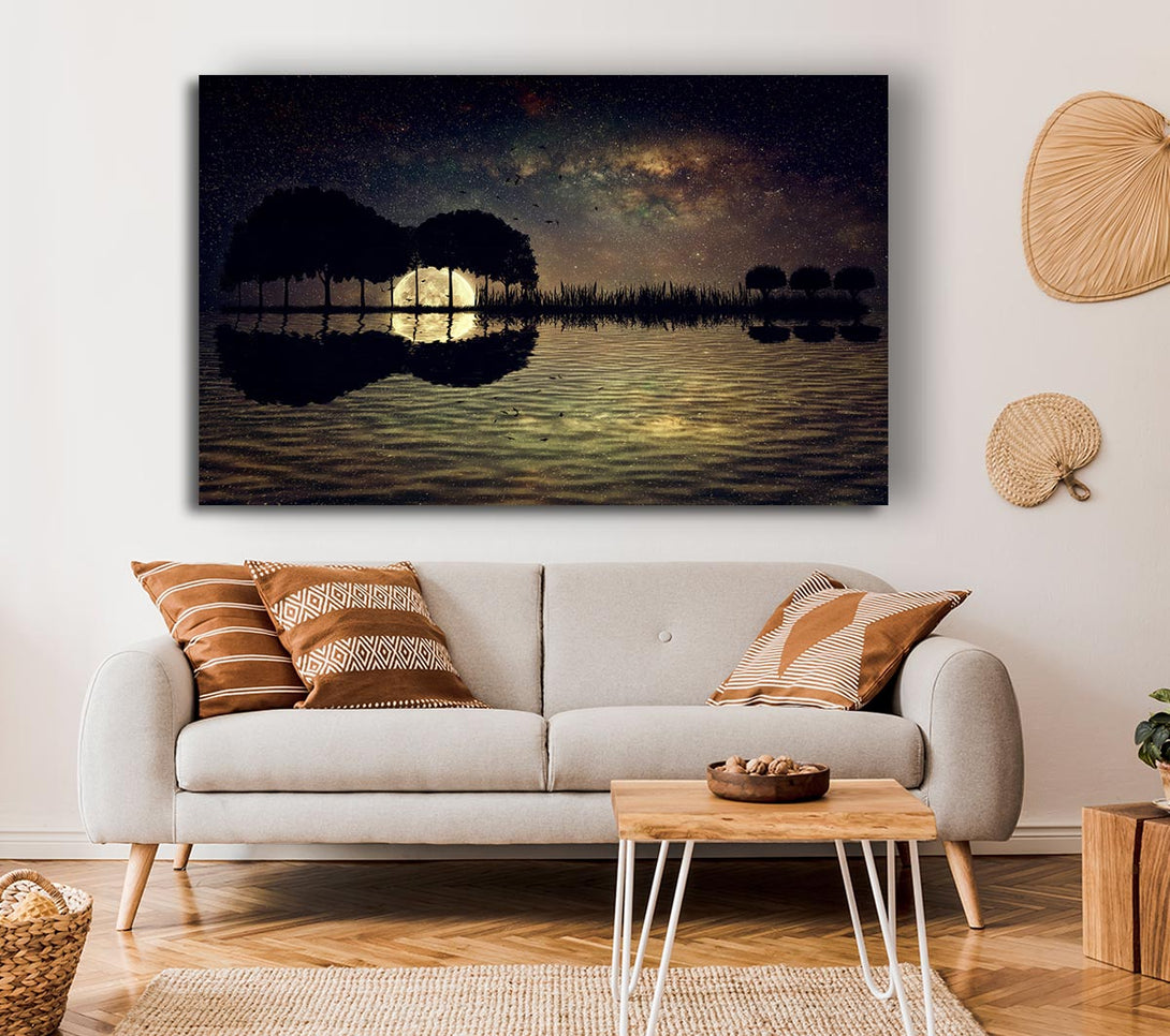  A Canvas Print of Guitar Tree Moonlight Canvas Art