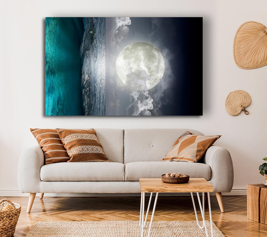  A Canvas Print of Perfect Moon Ocean Canvas Wall Art