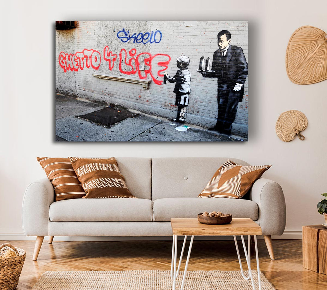  A Canvas Print of Banksy Ghetto For Life Canvas Print