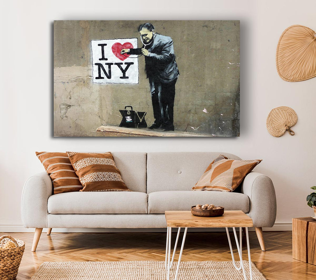  A Canvas Print of Banksy I Love Ny Canvas Wall Art