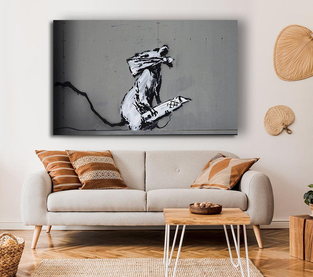  A Canvas Print of Banksy Robot Barcode Canvas Wall Art