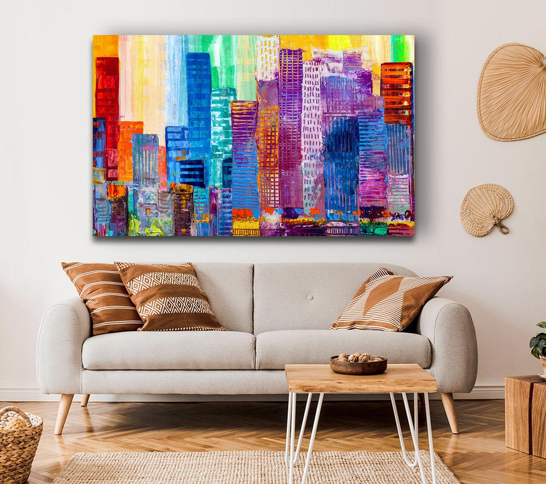  A Canvas Print of City of colour acrylic paint Canvas Wall Art