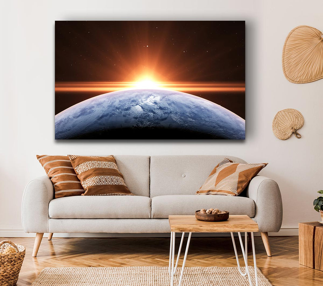  A Canvas Print of Sun peering over the earth Canvas Wall Art