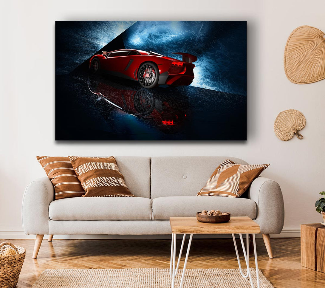  A Canvas Print of Red Supercar stanced Canvas Print