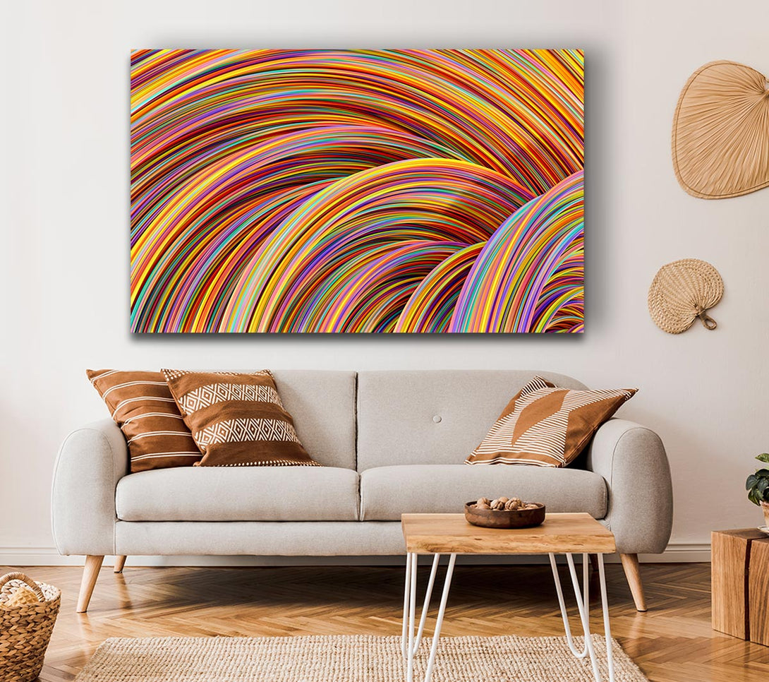  A Canvas Print of Colourful tubes curving in formation Canvas Print