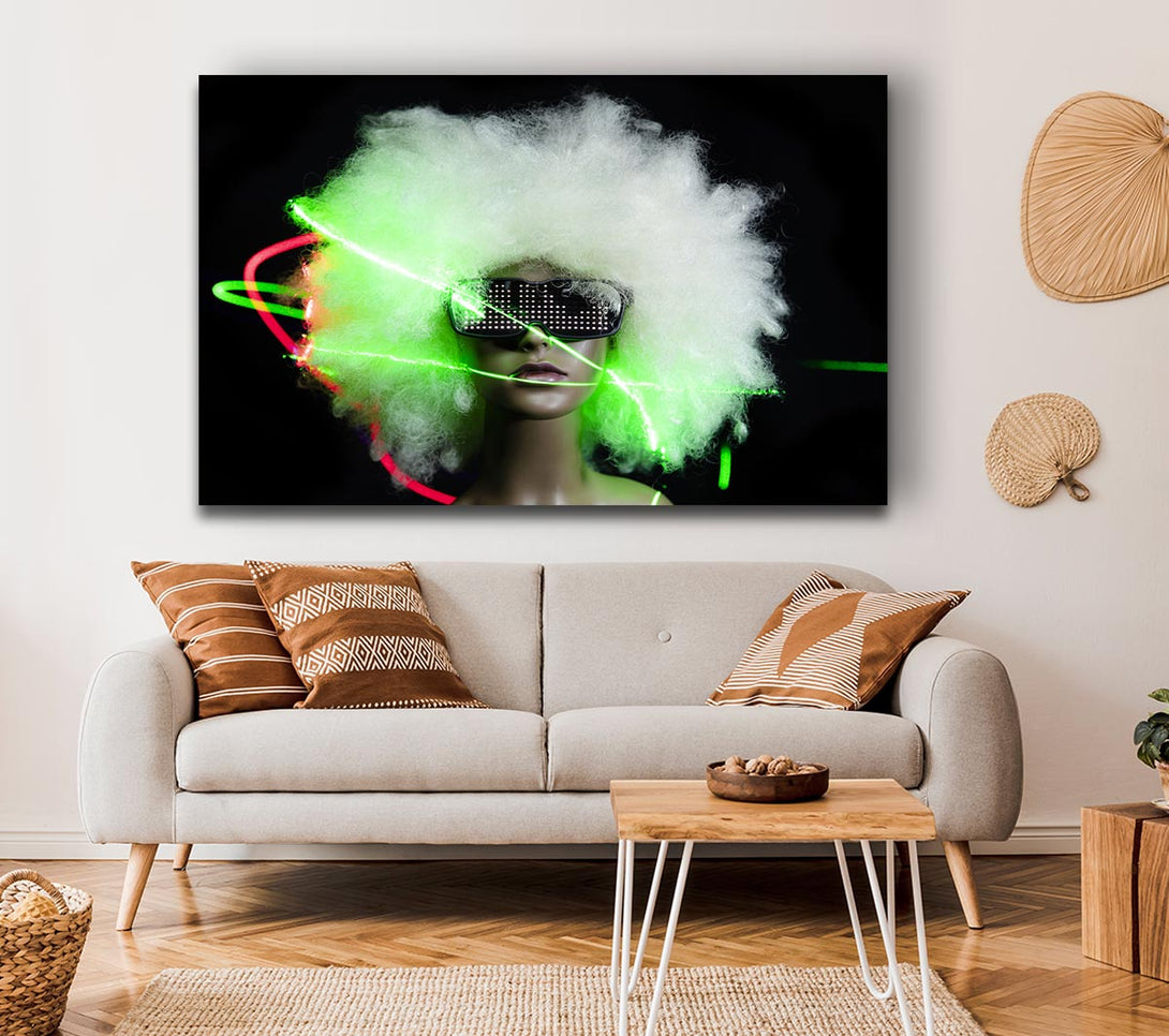  A Canvas Print of Neon light afro Canvas Wall Art