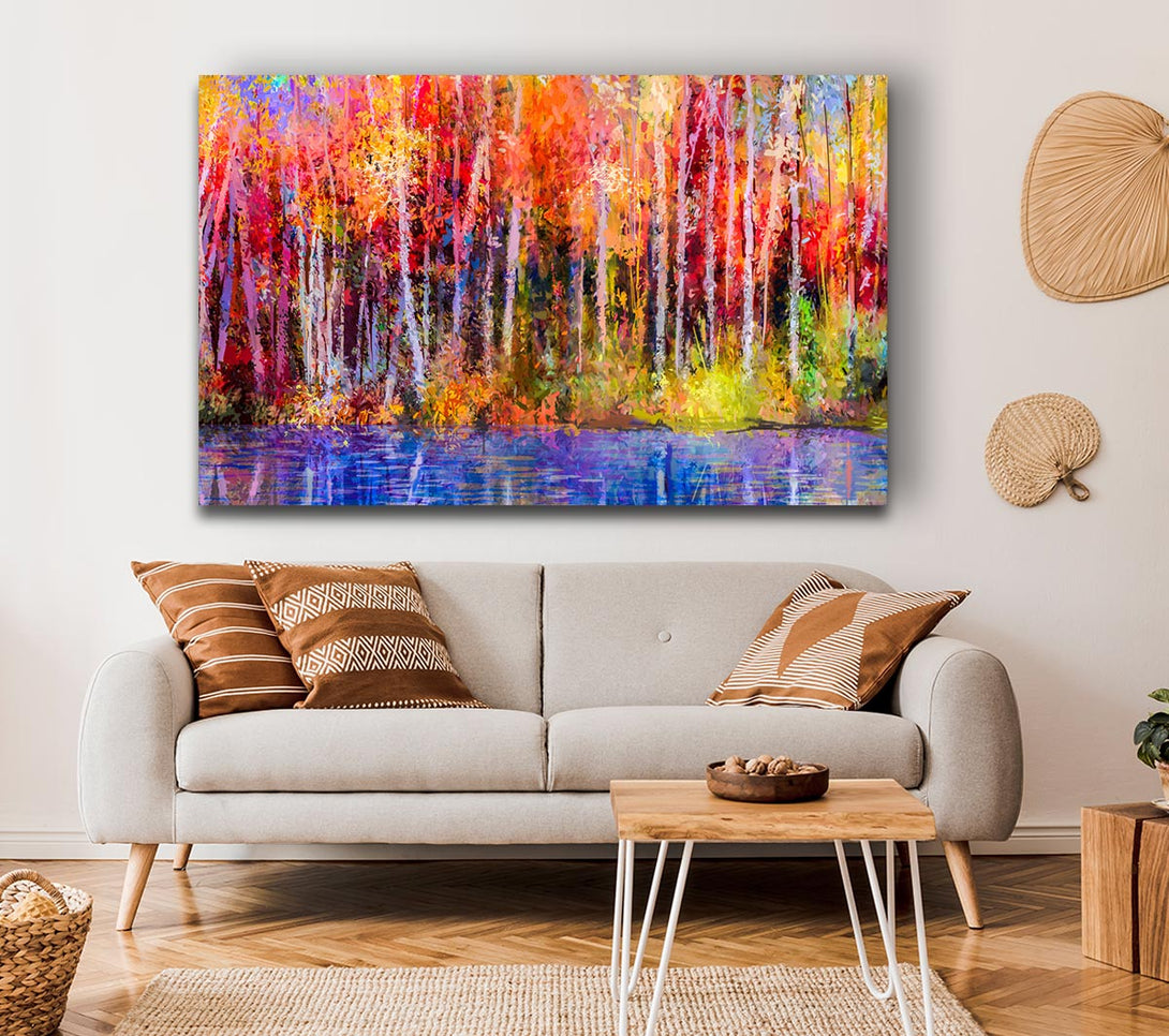  A Canvas Print of Abstract forest colour strokes Canvas Wall Art