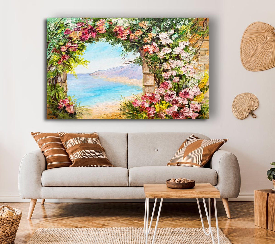  A Canvas Print of Floral View Of The Cove Watercolour Canvas Art